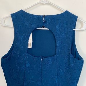 Blue lace a-line dress.